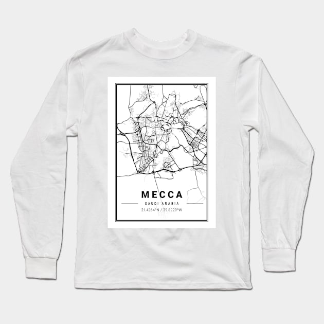 Mecca Light City Map Long Sleeve T-Shirt by tienstencil